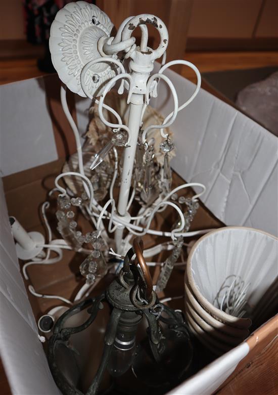 A quantity of chandelier parts and light fittings